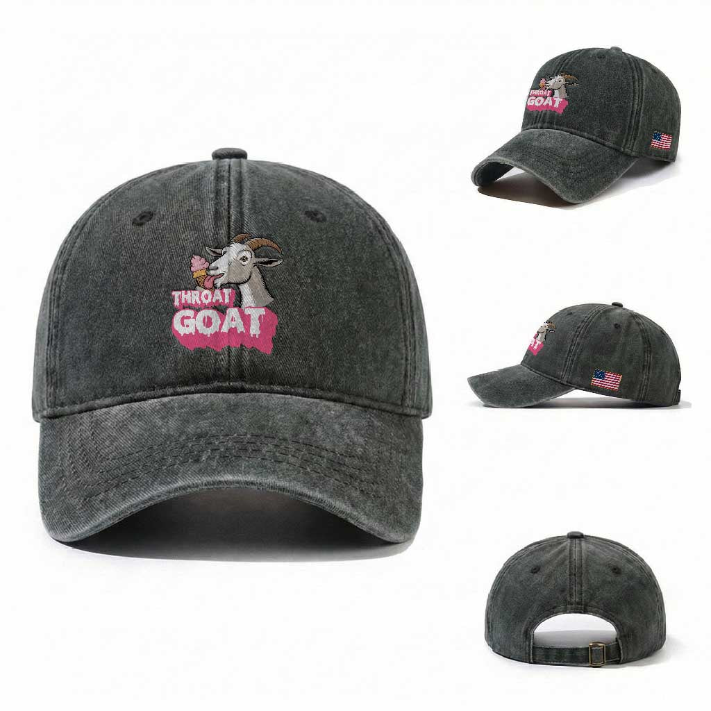 Throat Goat Washed Cotton Baseball Cap Sarcastic Adult Humor