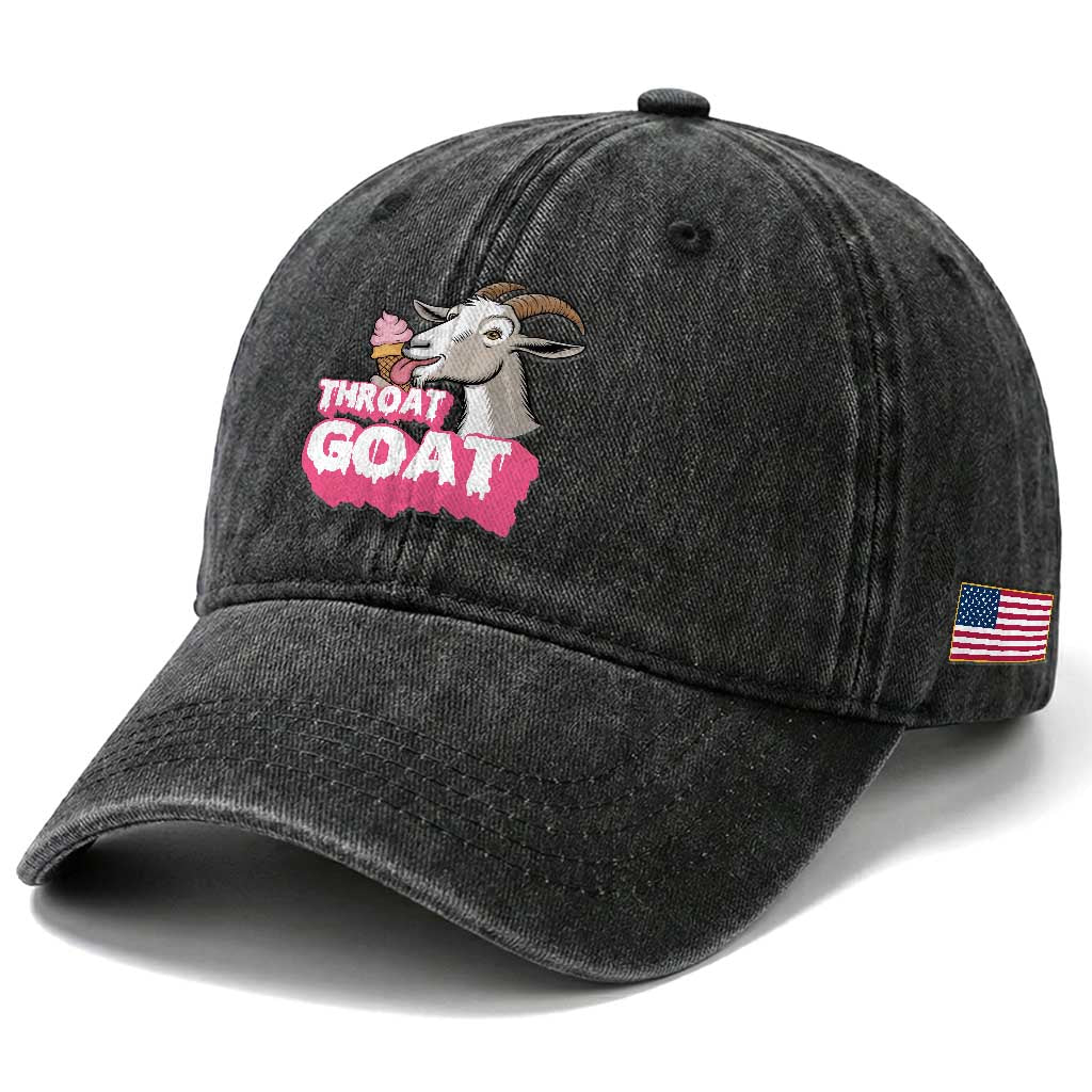 Throat Goat Washed Cotton Baseball Cap Sarcastic Adult Humor