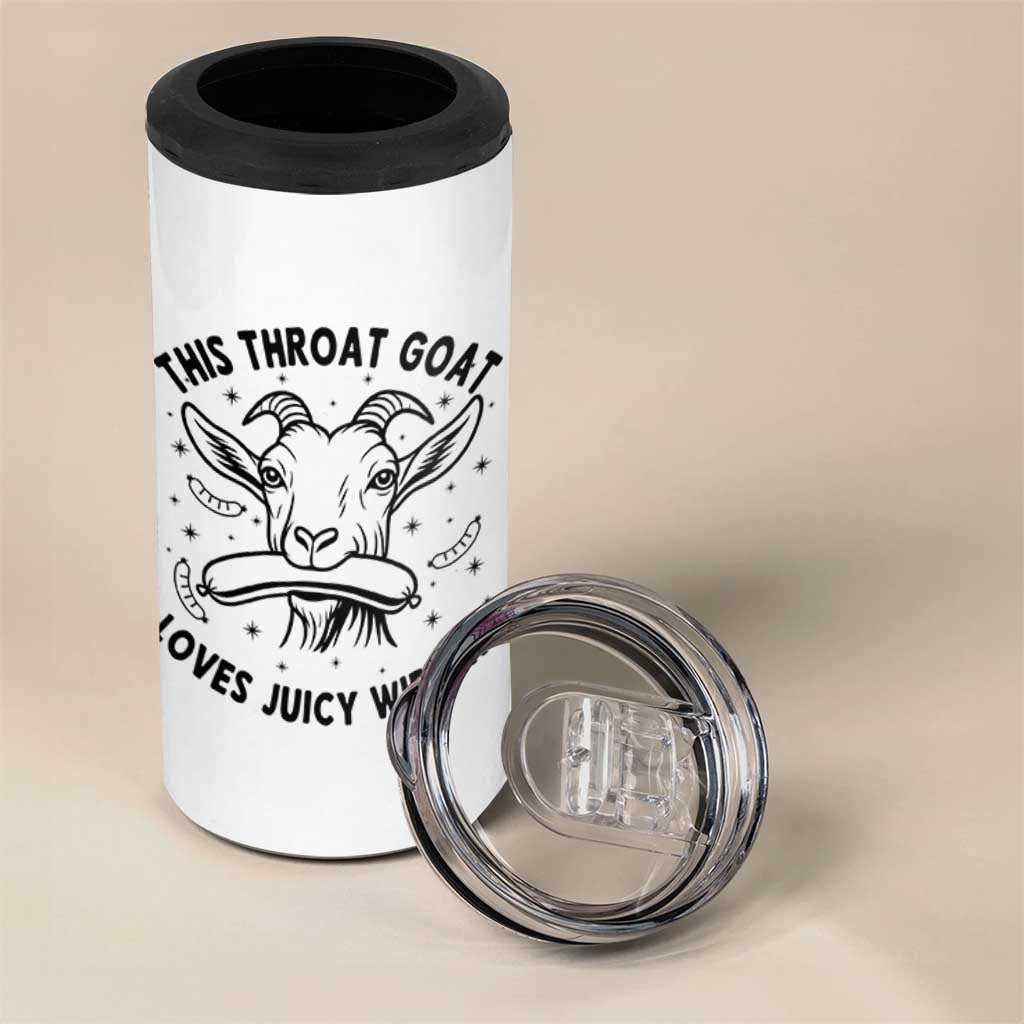 This Throat Goat Loves Juicy Wieners 4 in 1 Can Cooler Tumbler Funny Adult Humor