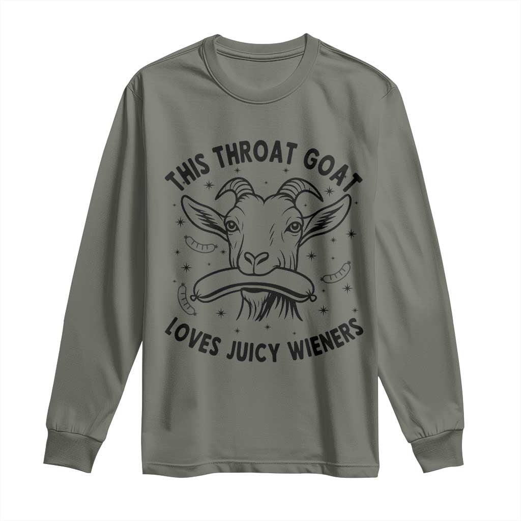 This Throat Goat Loves Juicy Wieners Long Sleeve Shirt Funny Adult Humor - Wonder Print Shop