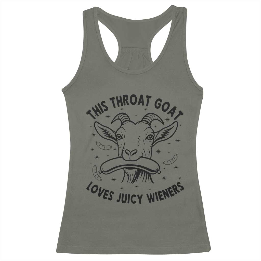 This Throat Goat Loves Juicy Wieners Racerback Tank Top Funny Adult Humor - Wonder Print Shop