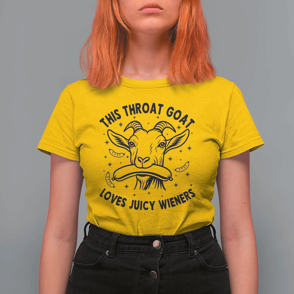 This Throat Goat Loves Juicy Wieners T Shirt For Women Funny Adult Humor - Wonder Print Shop