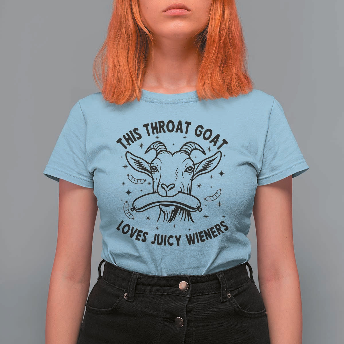 This Throat Goat Loves Juicy Wieners T Shirt For Women Funny Adult Humor - Wonder Print Shop