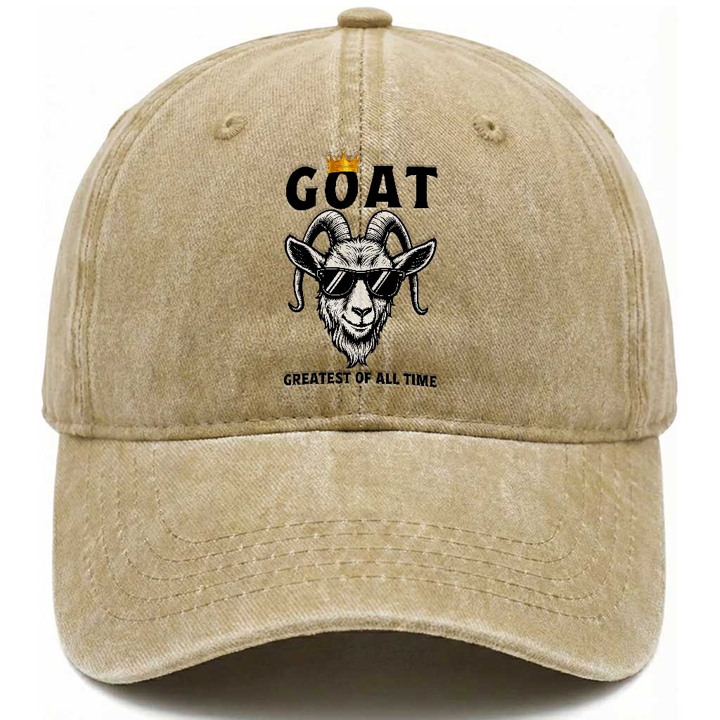 Goat Lover Gift Washed Cotton Baseball Cap Funny Motivational Quote Be The G O A T