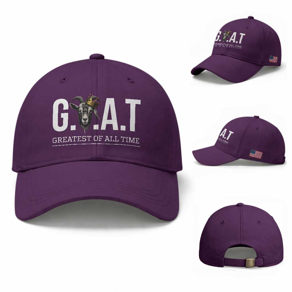 Funny Goat Lover Baseball Cap Motivational Quote Crowned G O A T Style