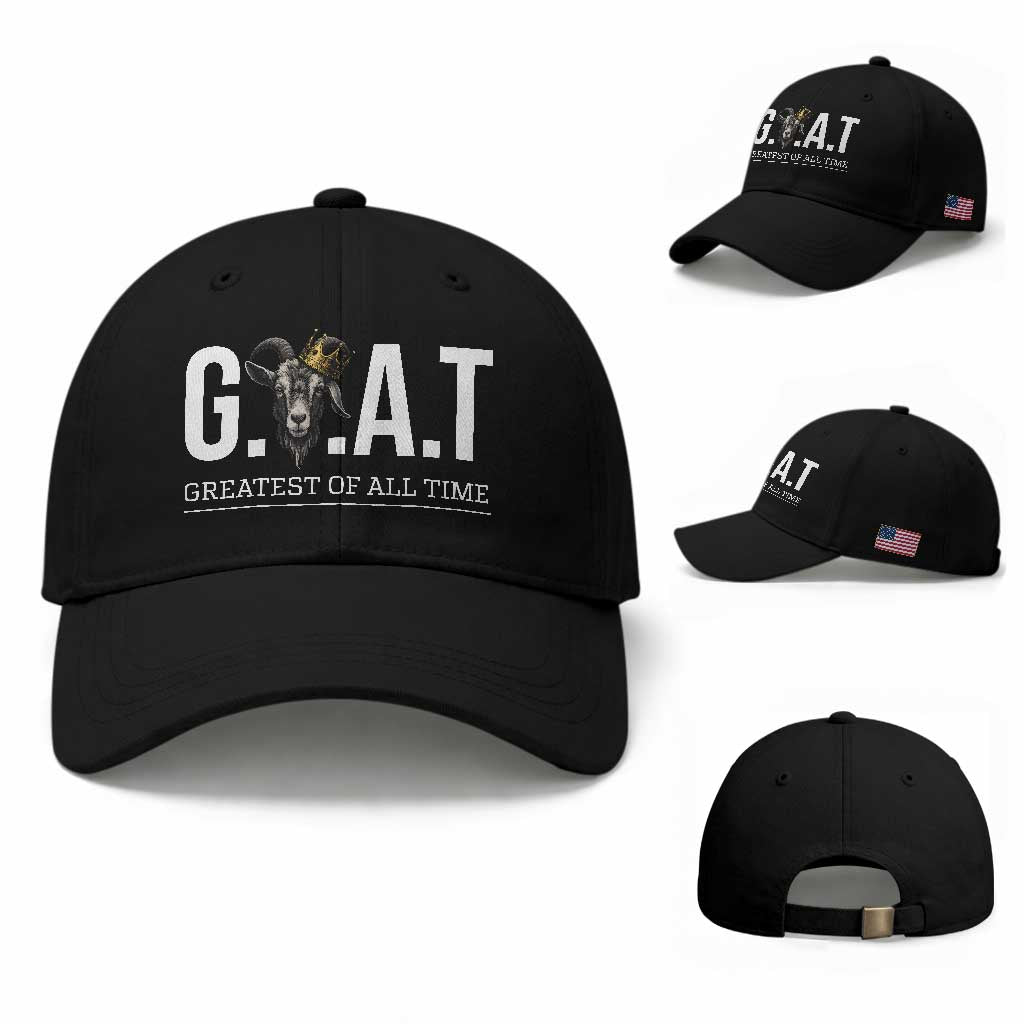 Funny Goat Lover Baseball Cap Motivational Quote Crowned G O A T Style