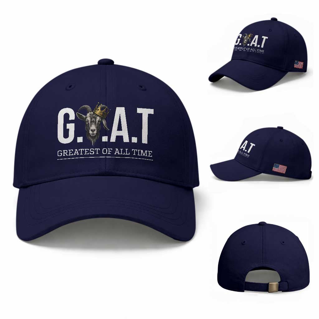 Funny Goat Lover Baseball Cap Motivational Quote Crowned G O A T Style