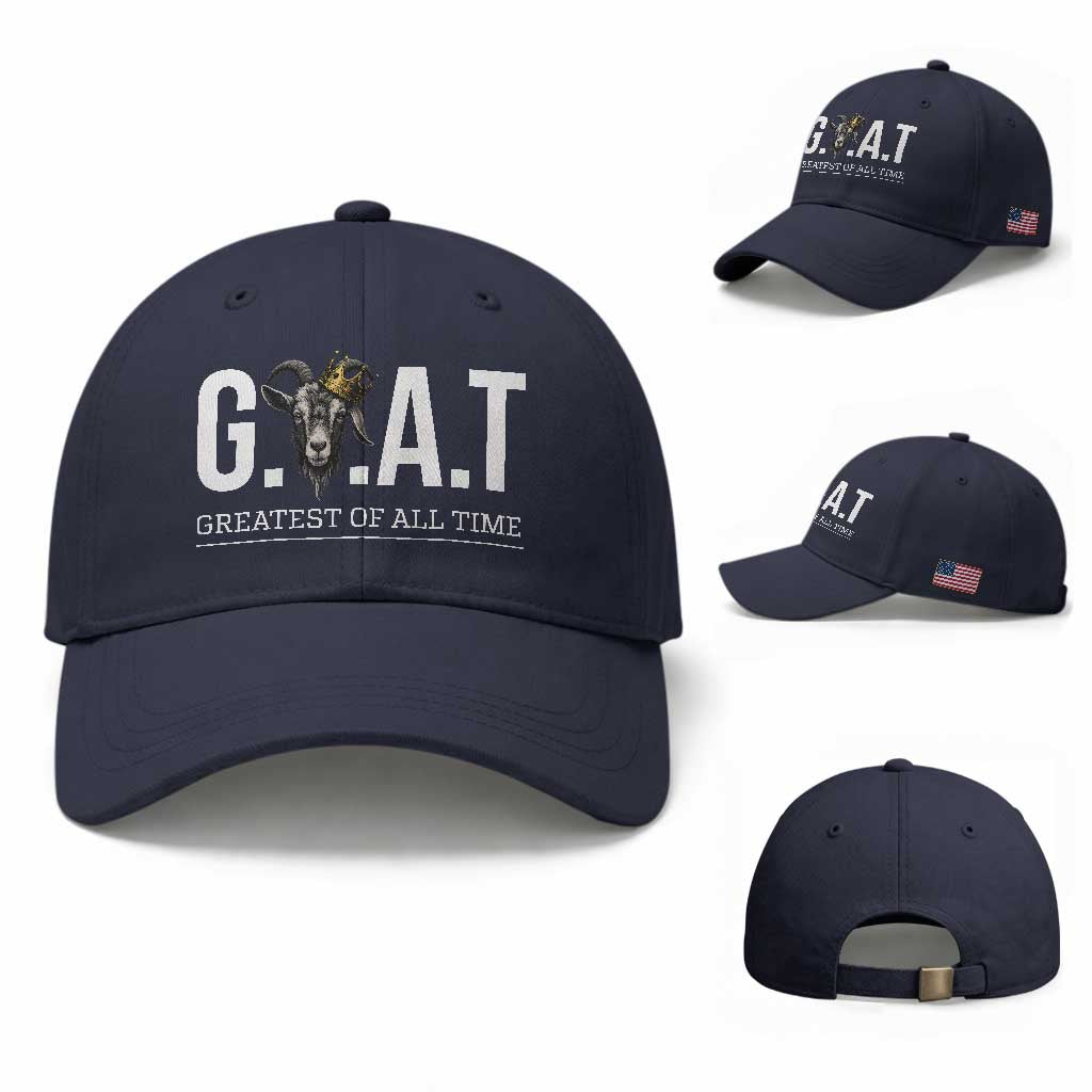 Funny Goat Lover Baseball Cap Motivational Quote Crowned G O A T Style