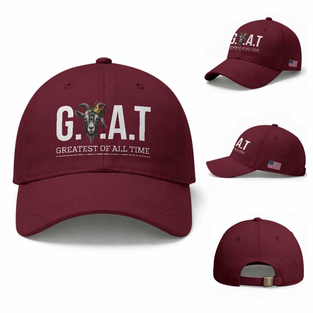 Funny Goat Lover Baseball Cap Motivational Quote Crowned G O A T Style