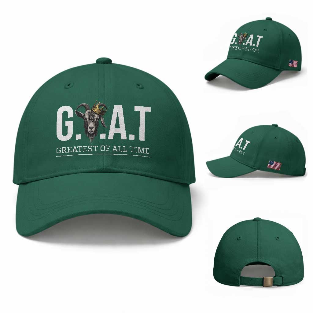 Funny Goat Lover Baseball Cap Motivational Quote Crowned G O A T Style