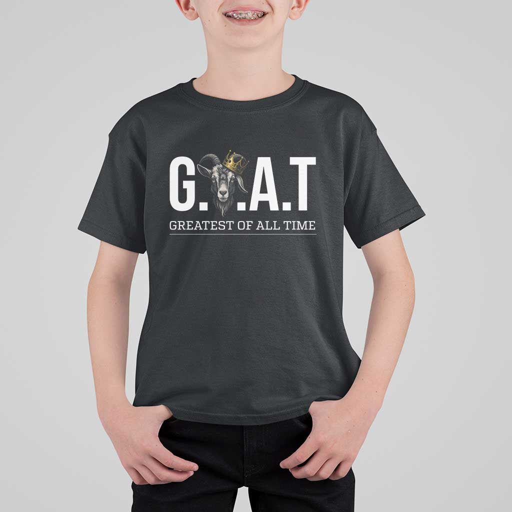 Funny Goat Lover T Shirt For Kid Motivational Quote Crowned G O A T Style - Wonder Print Shop