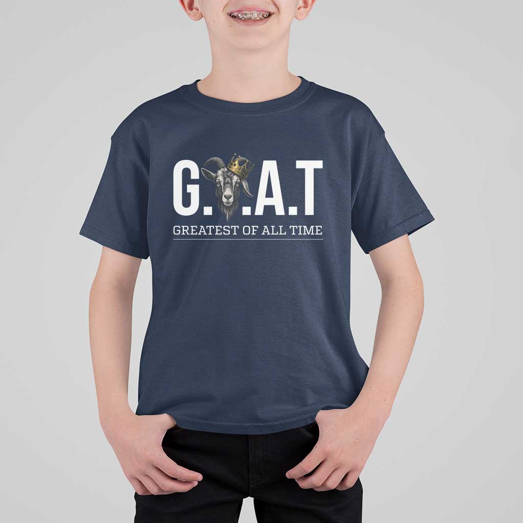 Funny Goat Lover T Shirt For Kid Motivational Quote Crowned G O A T Style - Wonder Print Shop