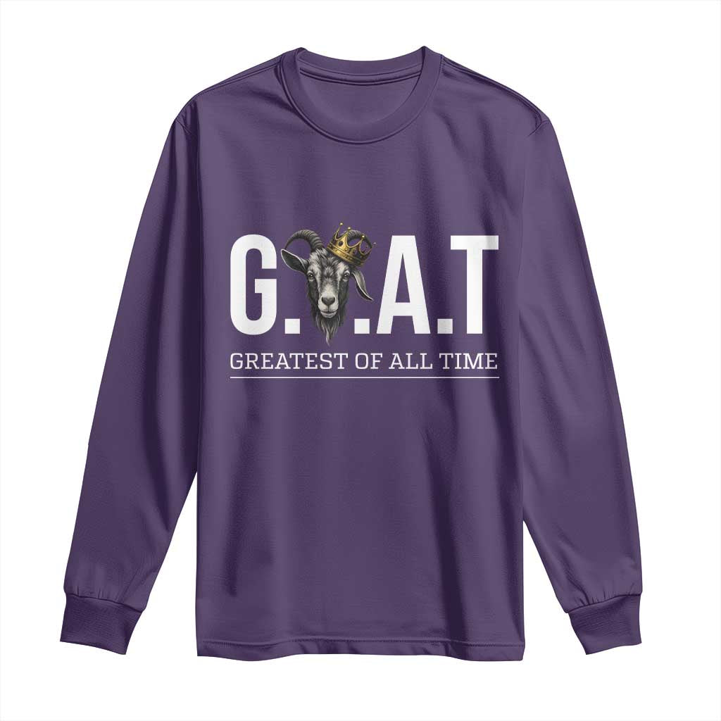 Funny Goat Lover Long Sleeve Shirt Motivational Quote Crowned G O A T Style - Wonder Print Shop