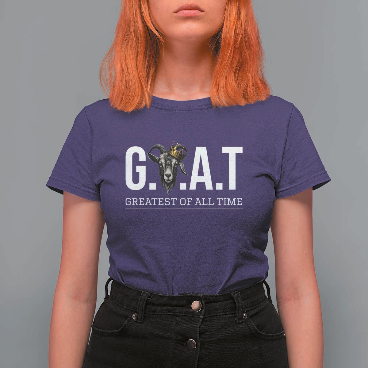 Funny Goat Lover T Shirt For Women Motivational Quote Crowned G O A T Style - Wonder Print Shop