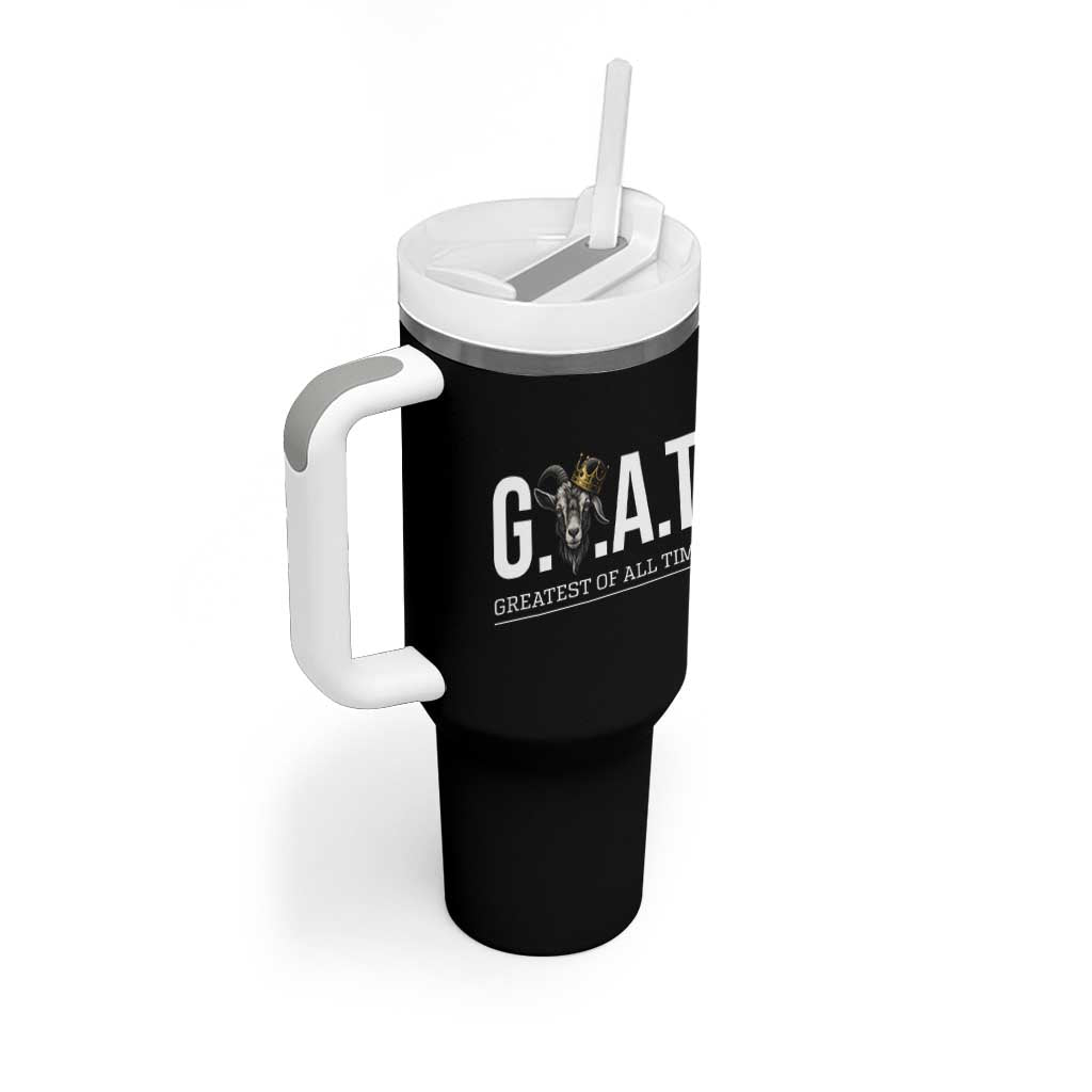 Funny Goat Lover Tumbler With Handle Motivational Quote Crowned G O A T Style