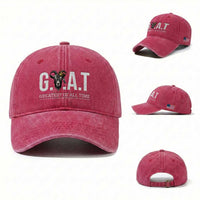 Funny Goat Lover Washed Cotton Baseball Cap Motivational Quote Crowned G O A T Style