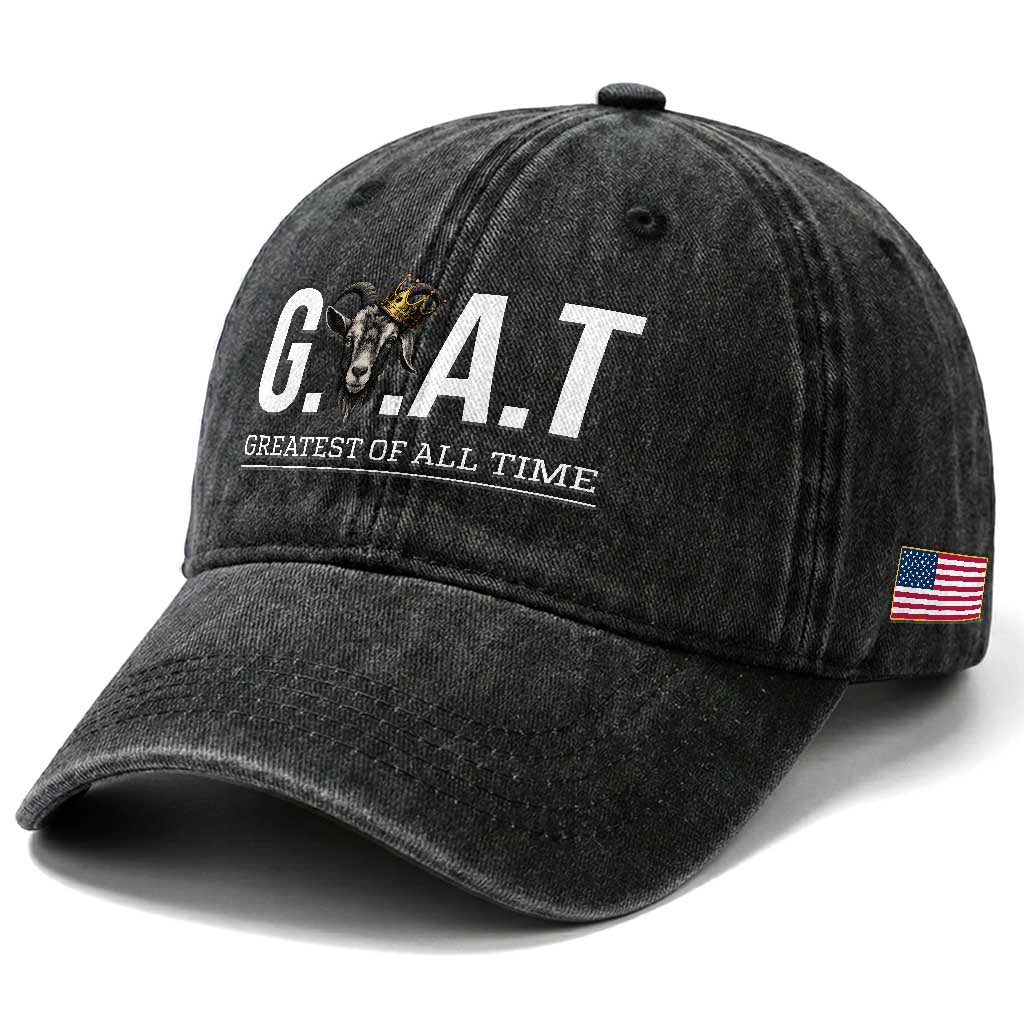 Funny Goat Lover Washed Cotton Baseball Cap Motivational Quote Crowned G O A T Style
