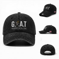 Funny Goat Lover Washed Cotton Baseball Cap Motivational Quote Crowned G O A T Style