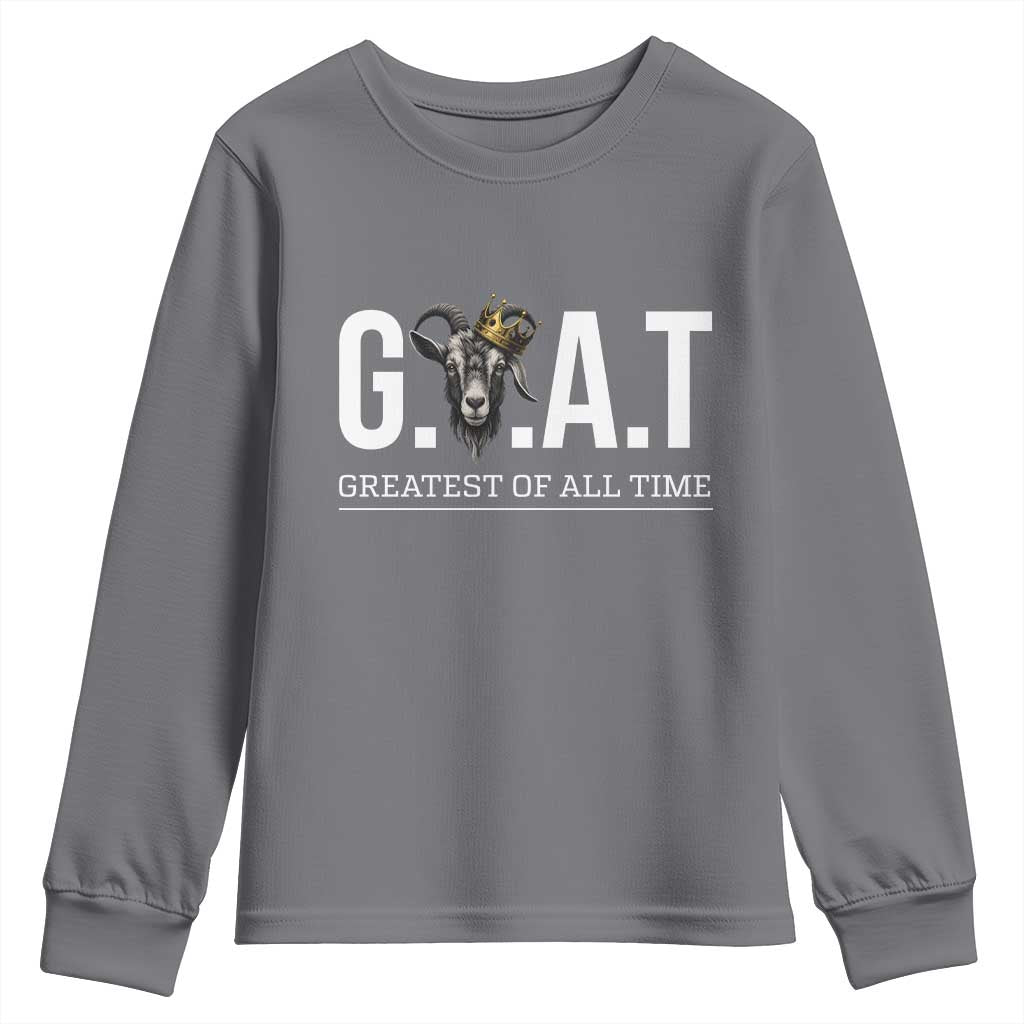 Funny Goat Lover Youth Sweatshirt Motivational Quote Crowned G O A T Style - Wonder Print Shop