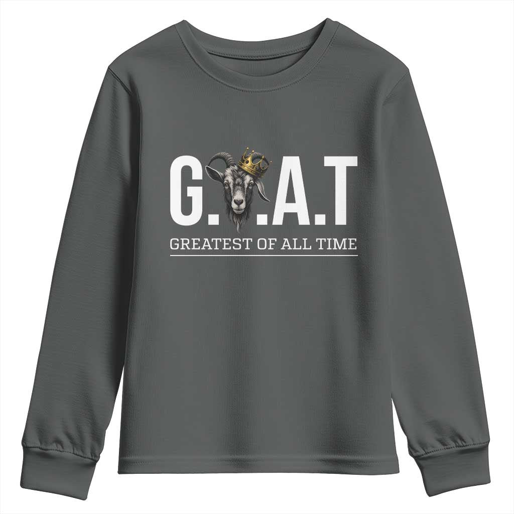 Funny Goat Lover Youth Sweatshirt Motivational Quote Crowned G O A T Style - Wonder Print Shop