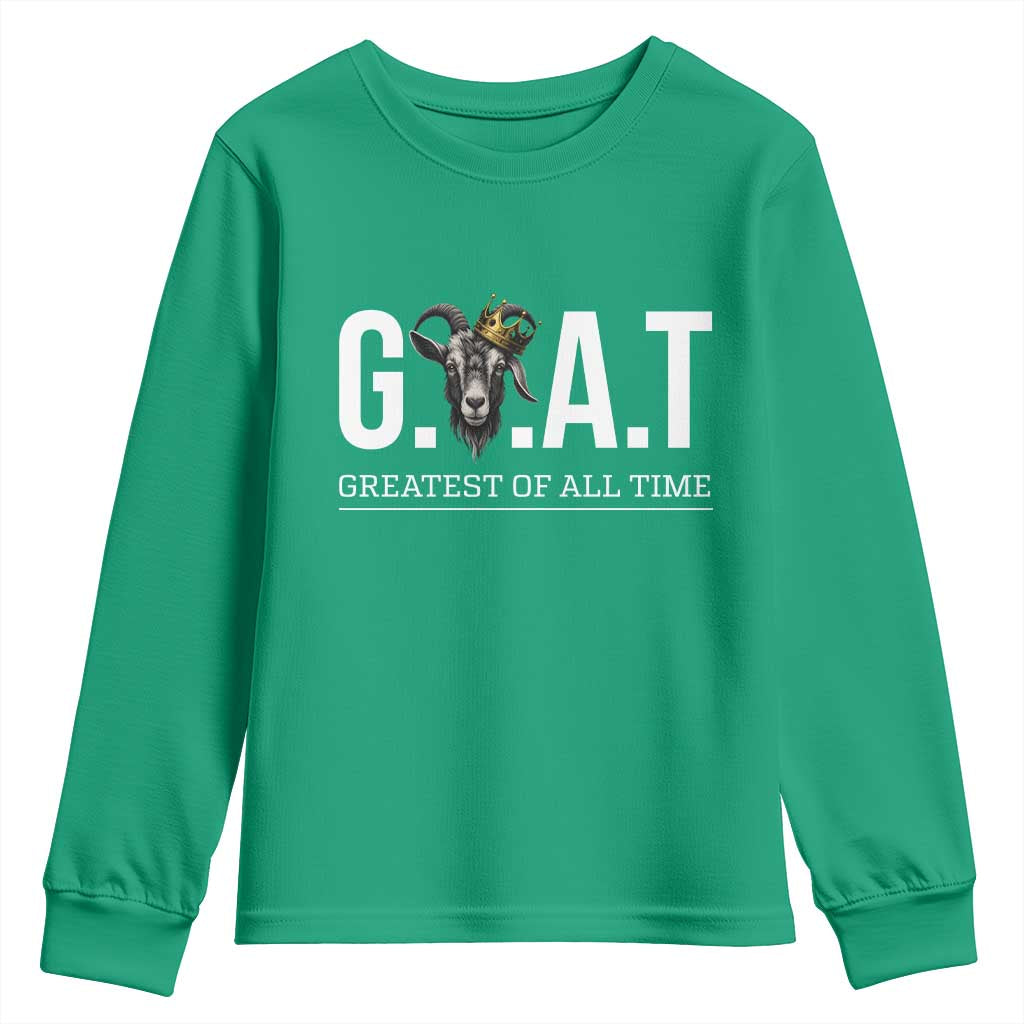 Funny Goat Lover Youth Sweatshirt Motivational Quote Crowned G O A T Style - Wonder Print Shop