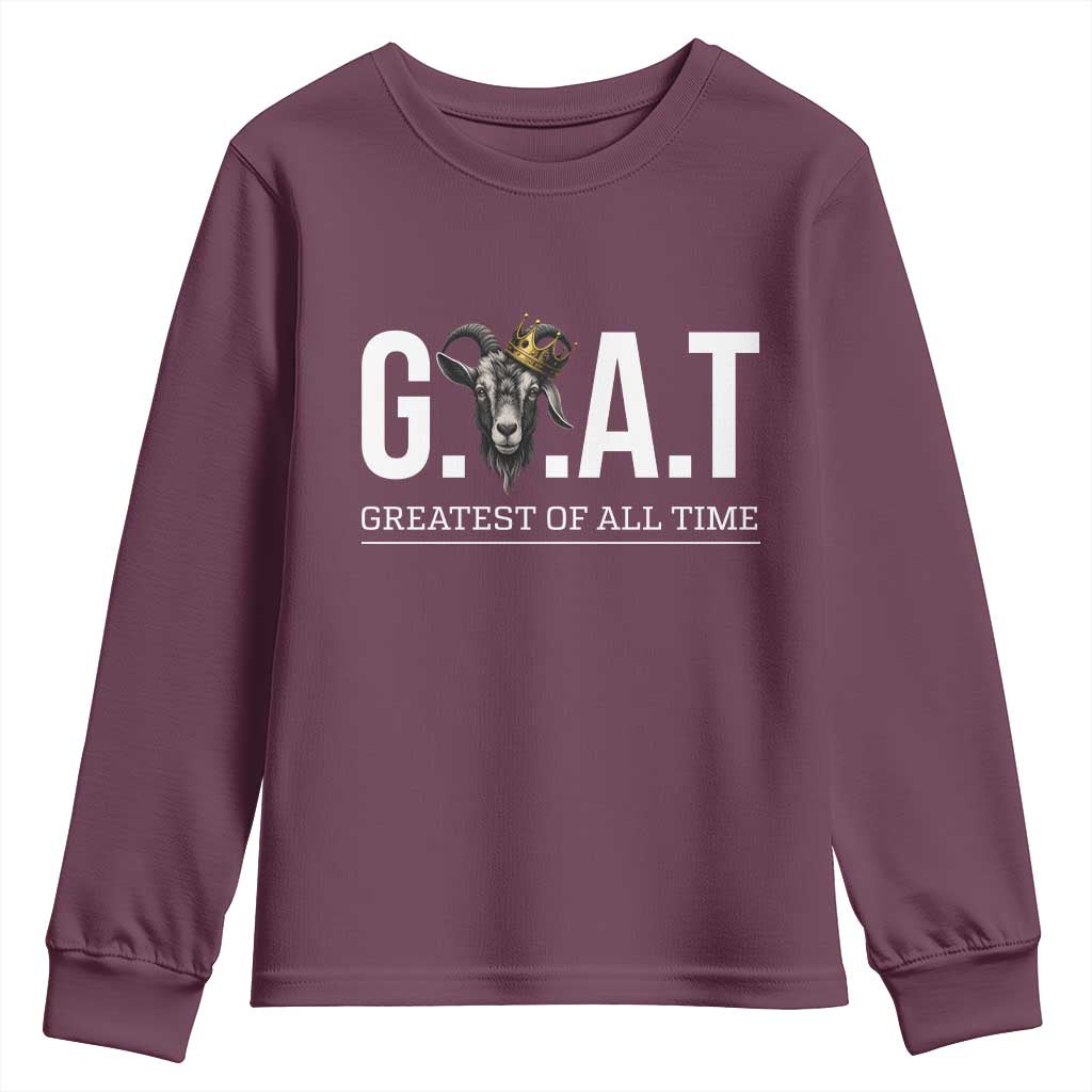 Funny Goat Lover Youth Sweatshirt Motivational Quote Crowned G O A T Style - Wonder Print Shop