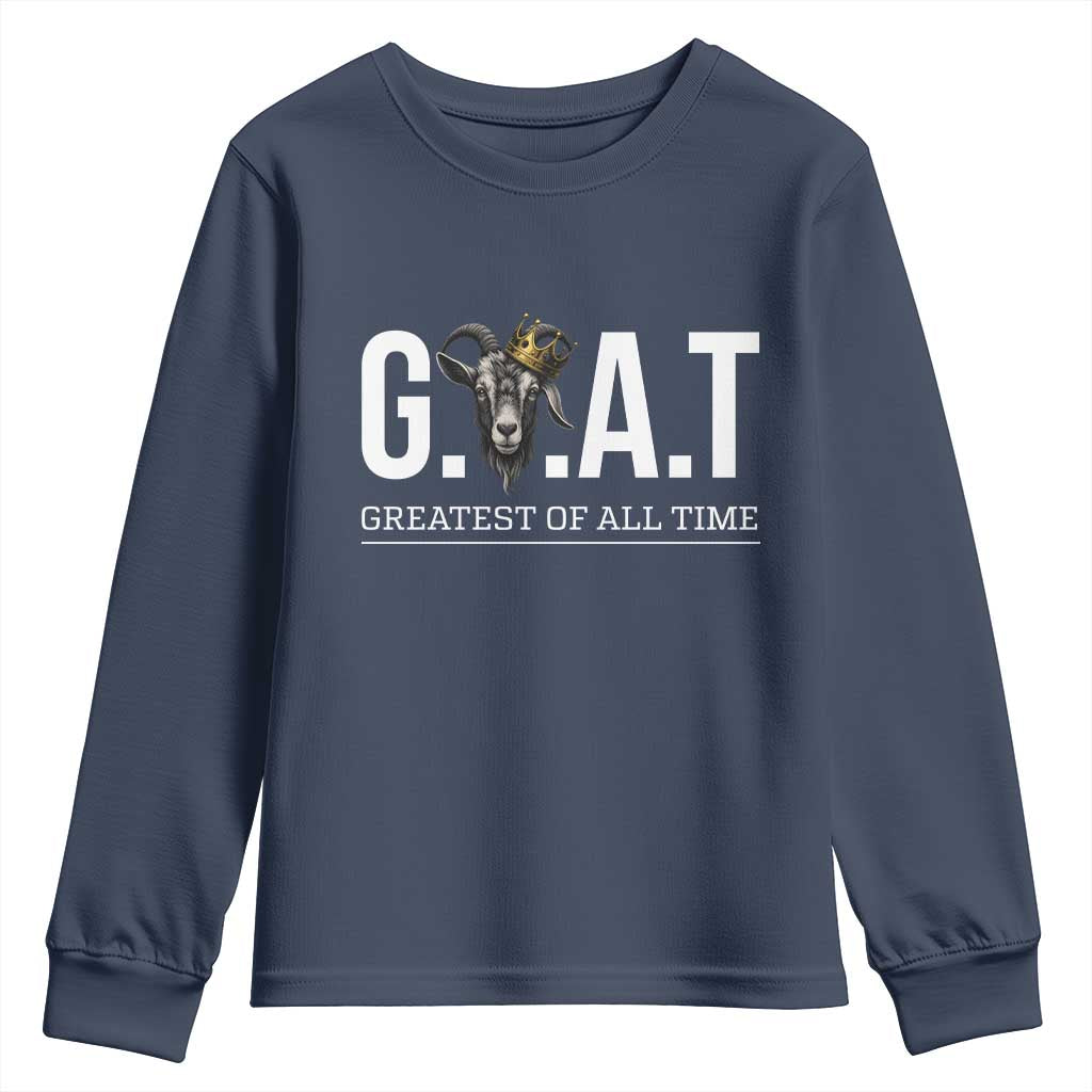 Funny Goat Lover Youth Sweatshirt Motivational Quote Crowned G O A T Style - Wonder Print Shop