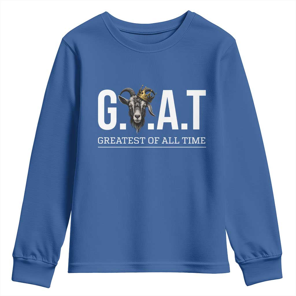 Funny Goat Lover Youth Sweatshirt Motivational Quote Crowned G O A T Style - Wonder Print Shop