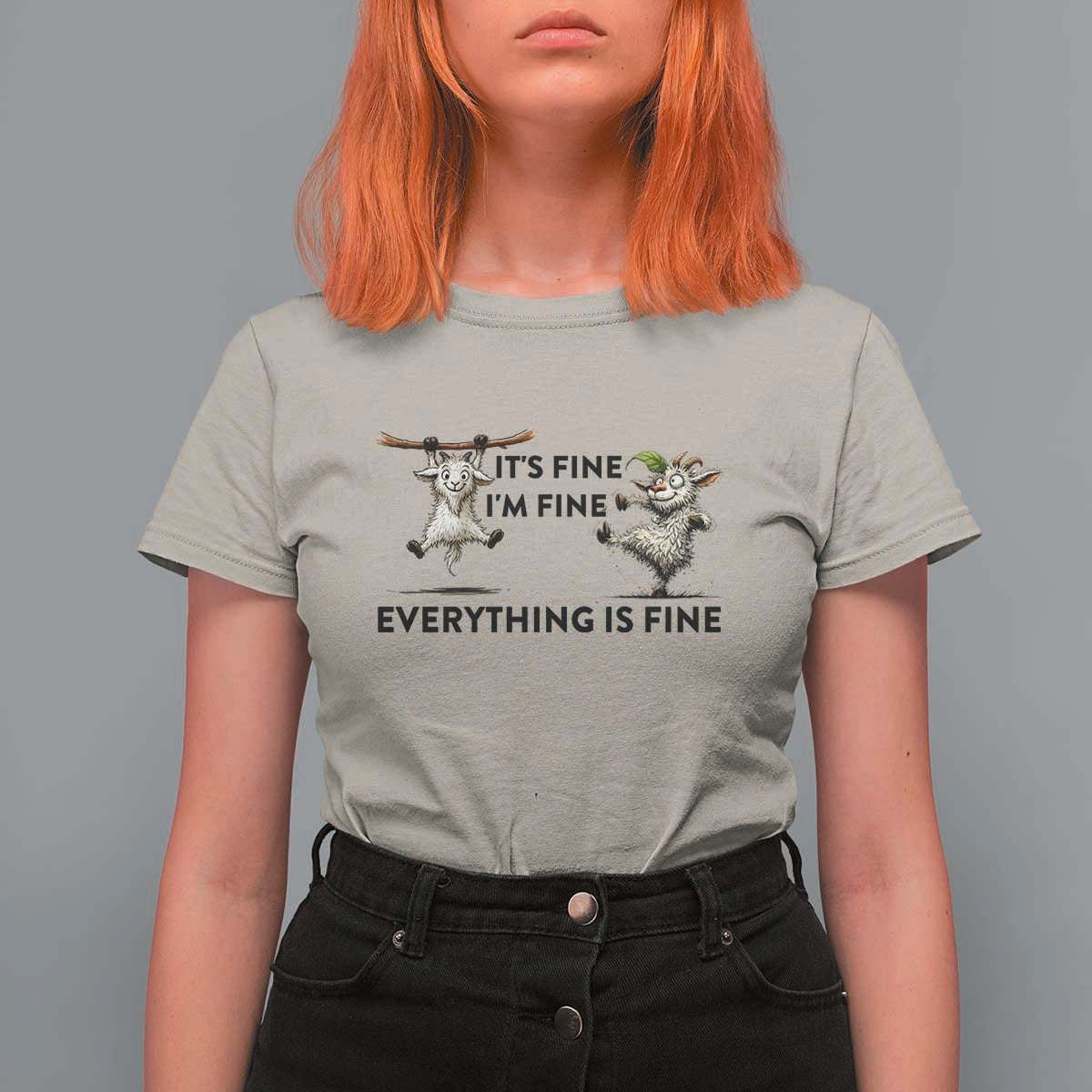 It Is Fine I Am Fine Everything Is Fine T Shirt For Women Funny Goat Lover Gift - Wonder Print Shop