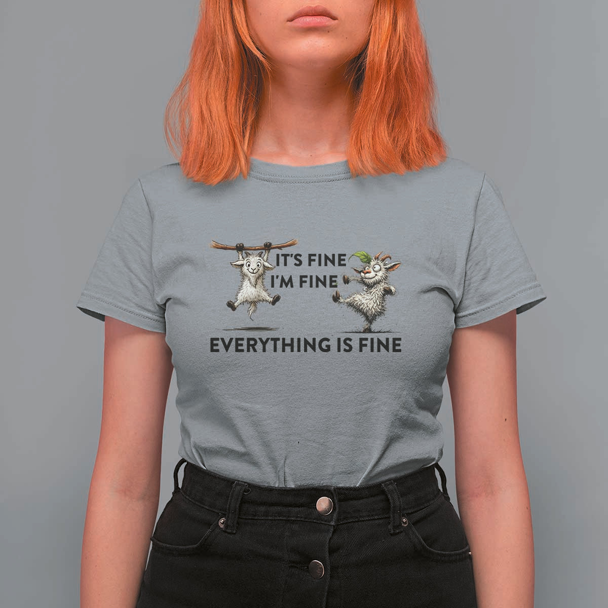 It Is Fine I Am Fine Everything Is Fine T Shirt For Women Funny Goat Lover Gift - Wonder Print Shop