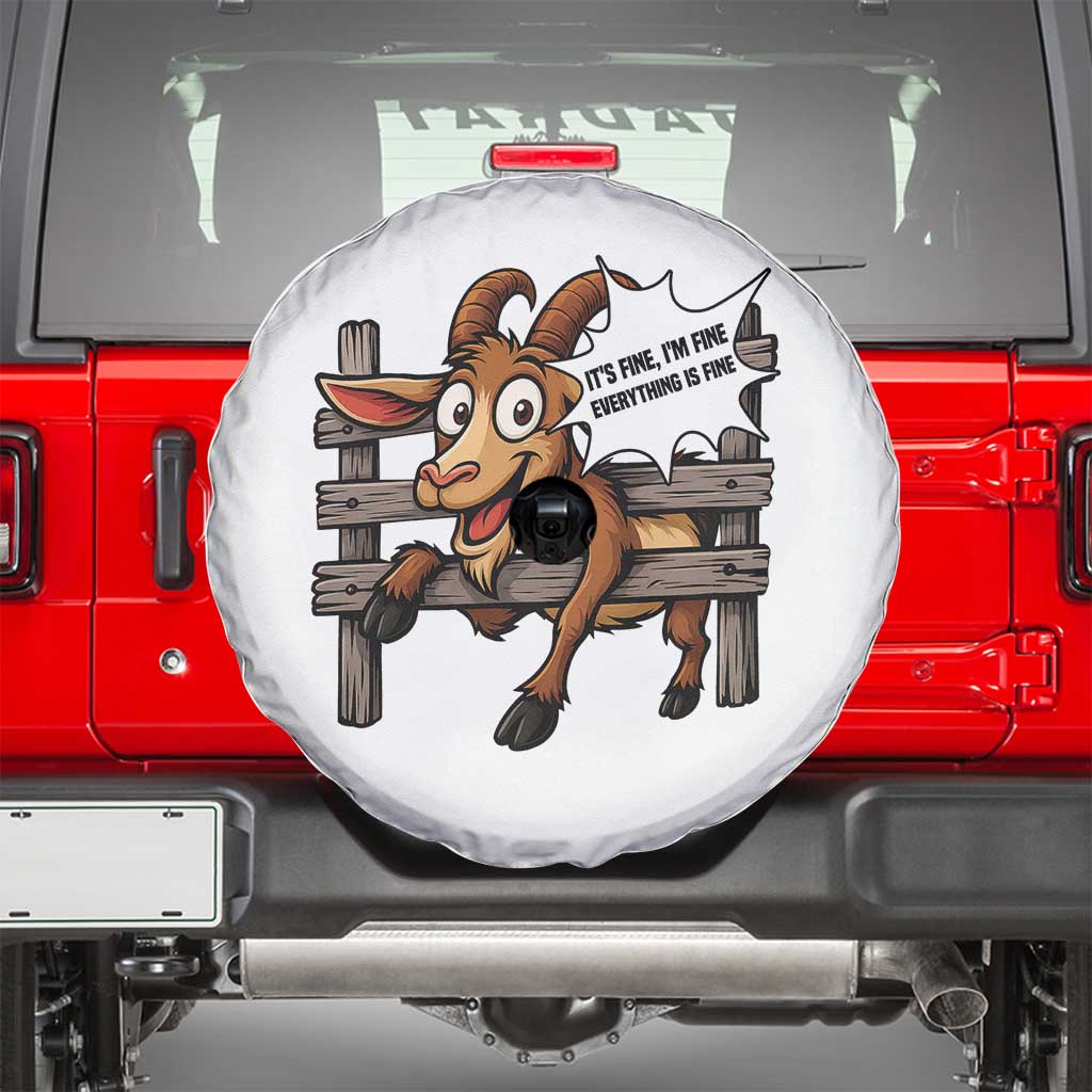 Funny Goat Spare Tire Cover It Is Fine I Am Fine Everything Is Fine - Wonder Print Shop