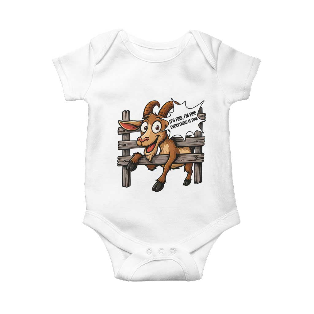 Funny Goat Baby Onesie It Is Fine I Am Fine Everything Is Fine - Wonder Print Shop