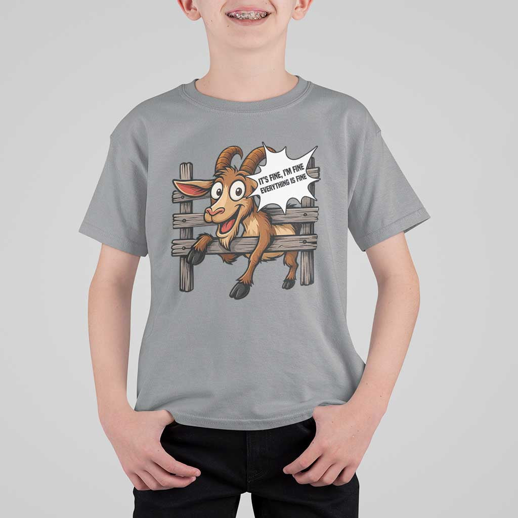 Funny Goat T Shirt For Kid It Is Fine I Am Fine Everything Is Fine - Wonder Print Shop
