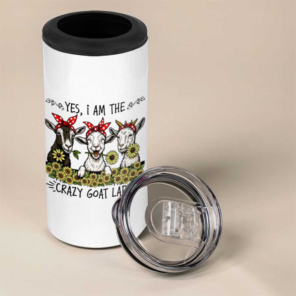 I Am The Crazy Goat Lady 4 in 1 Can Cooler Tumbler Goat Lady Gift