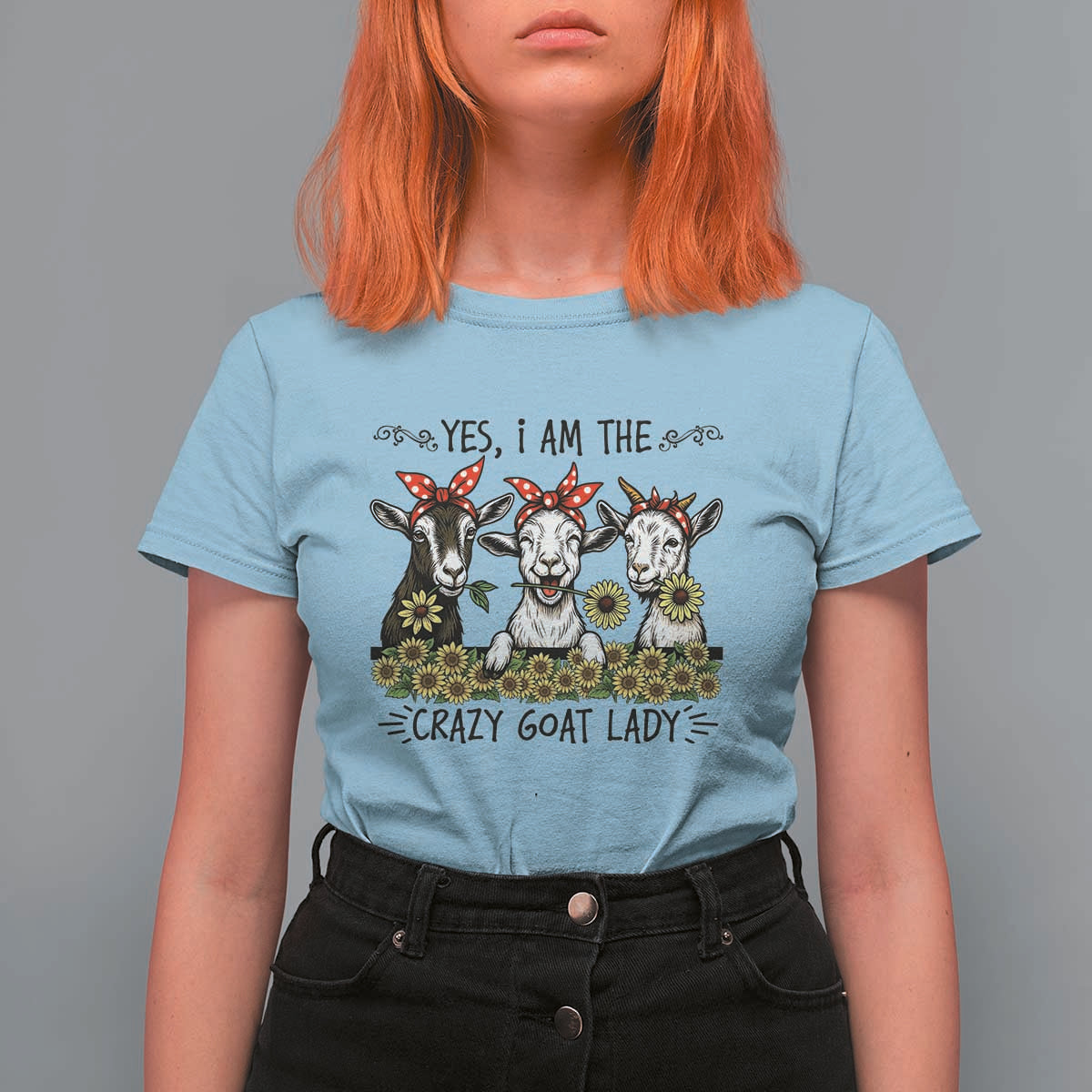 I Am The Crazy Goat Lady T Shirt For Women Goat Lady Gift - Wonder Print Shop