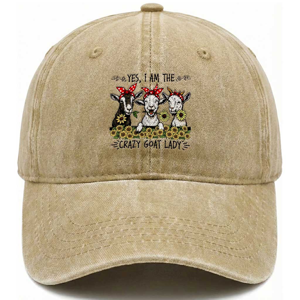 I Am The Crazy Goat Lady Washed Cotton Baseball Cap Goat Lady Gift