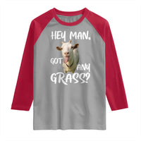 Hey Man Got Any Grass Raglan Shirt Funny Goat Stoner Gift - Wonder Print Shop