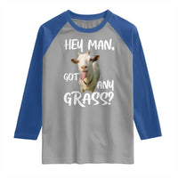 Hey Man Got Any Grass Raglan Shirt Funny Goat Stoner Gift - Wonder Print Shop