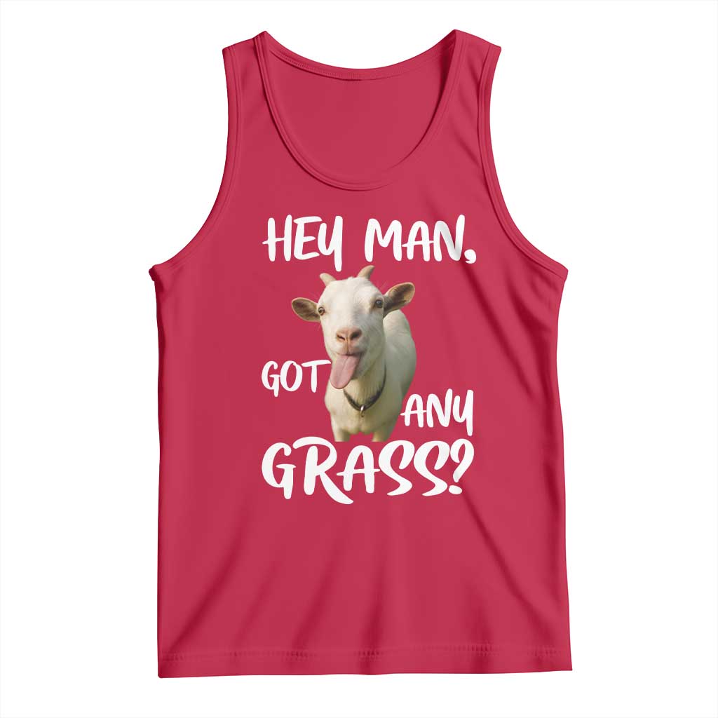 Hey Man Got Any Grass Tank Top Funny Goat Stoner Gift - Wonder Print Shop