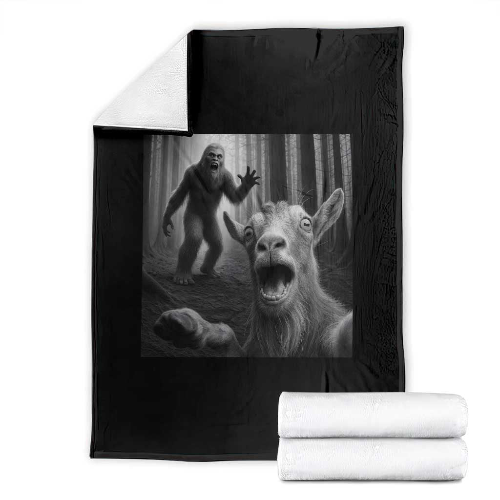 Goat Selfie With Bigfoot Throw Blanket Funny Cryptid Gift - Wonder Print Shop
