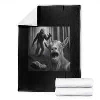 Goat Selfie With Bigfoot Throw Blanket Funny Cryptid Gift - Wonder Print Shop