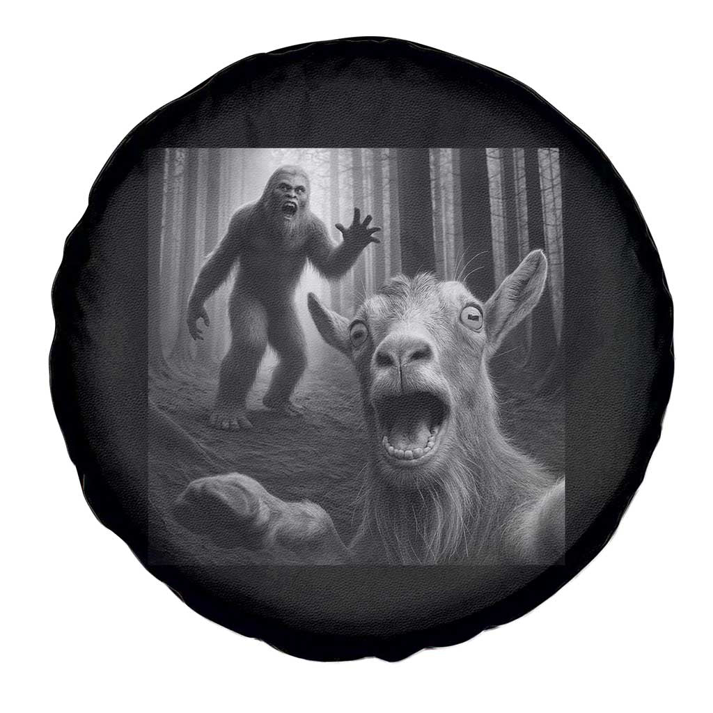 Goat Selfie With Bigfoot Spare Tire Cover Funny Cryptid Gift - Wonder Print Shop