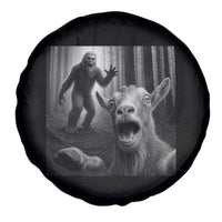Goat Selfie With Bigfoot Spare Tire Cover Funny Cryptid Gift - Wonder Print Shop