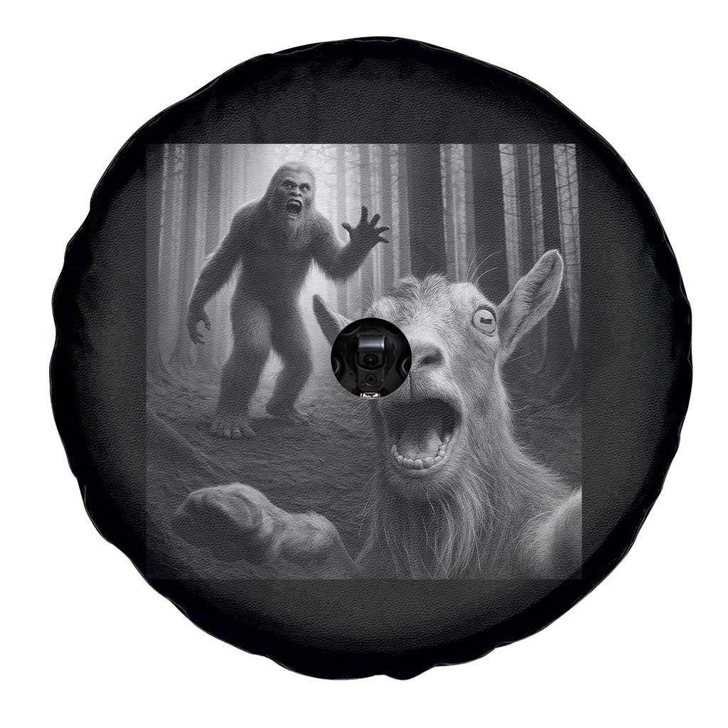 Goat Selfie With Bigfoot Spare Tire Cover Funny Cryptid Gift - Wonder Print Shop