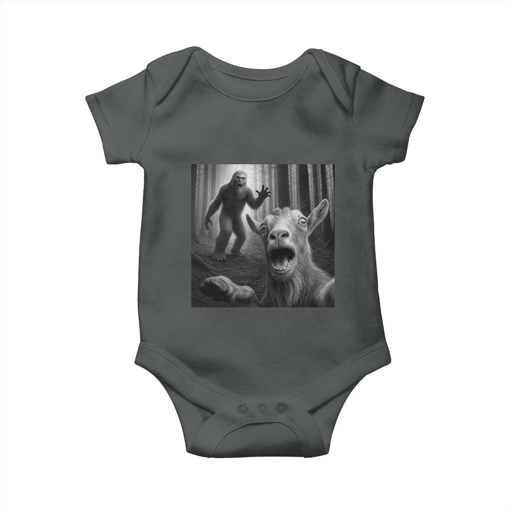Goat Selfie With Bigfoot Baby Onesie Funny Cryptid Gift - Wonder Print Shop