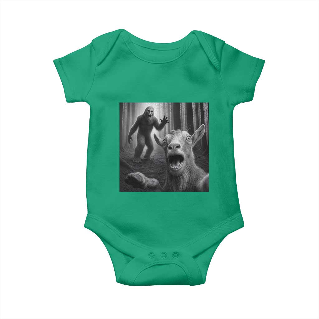 Goat Selfie With Bigfoot Baby Onesie Funny Cryptid Gift - Wonder Print Shop