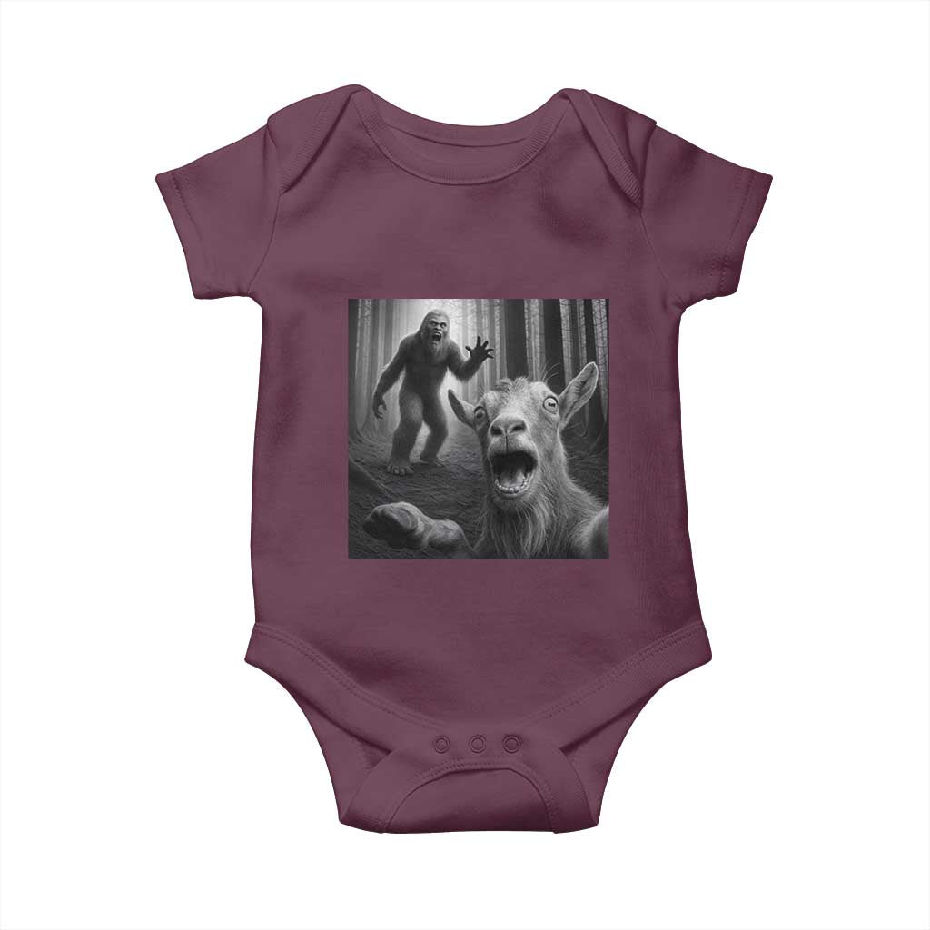 Goat Selfie With Bigfoot Baby Onesie Funny Cryptid Gift - Wonder Print Shop