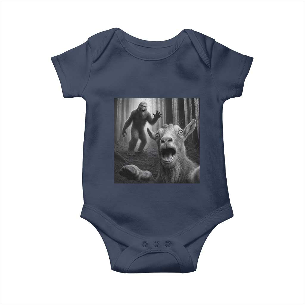 Goat Selfie With Bigfoot Baby Onesie Funny Cryptid Gift - Wonder Print Shop