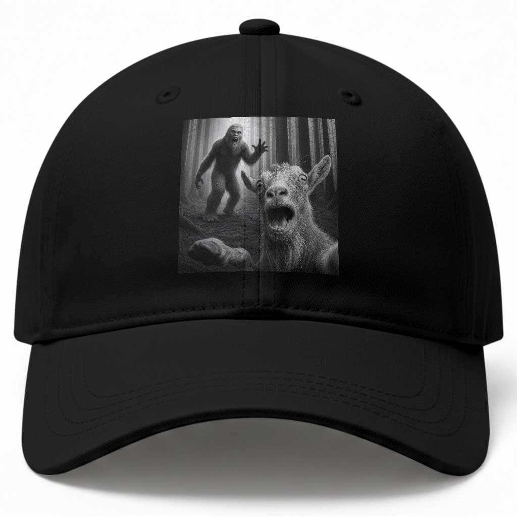 Goat Selfie With Bigfoot Baseball Cap Funny Cryptid Gift