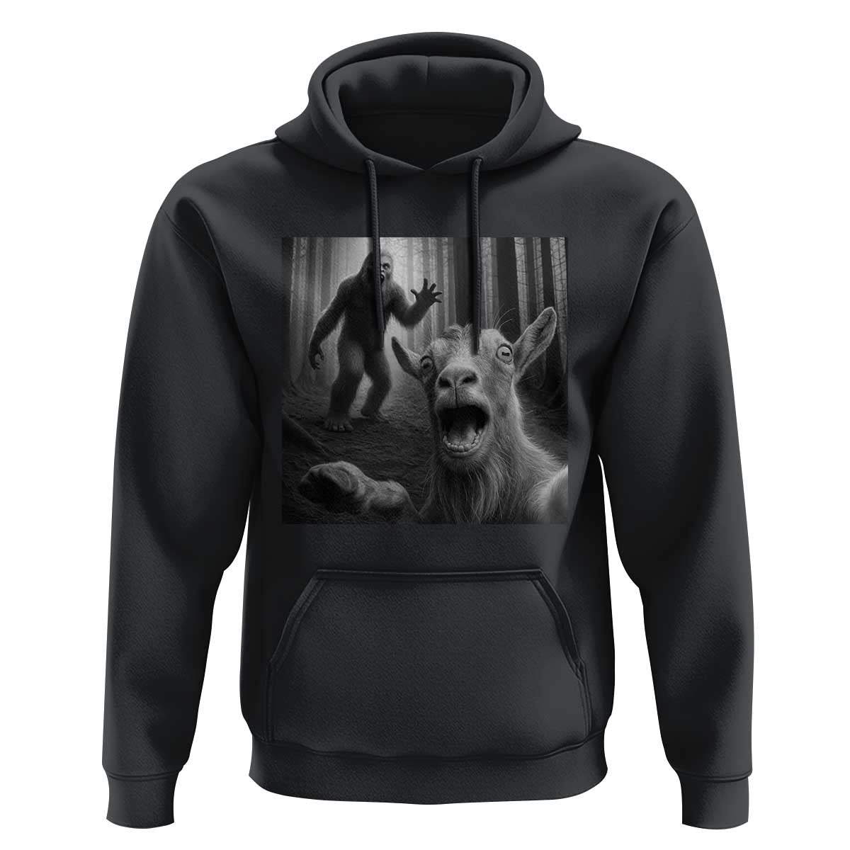 Goat Selfie With Bigfoot Hoodie Funny Cryptid Gift - Wonder Print Shop
